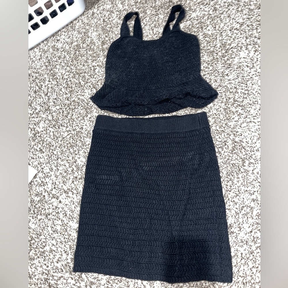Crochet black skirt and tank set